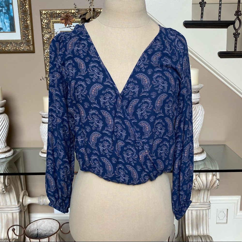 Paisley Blue Long Sleeve Blouse